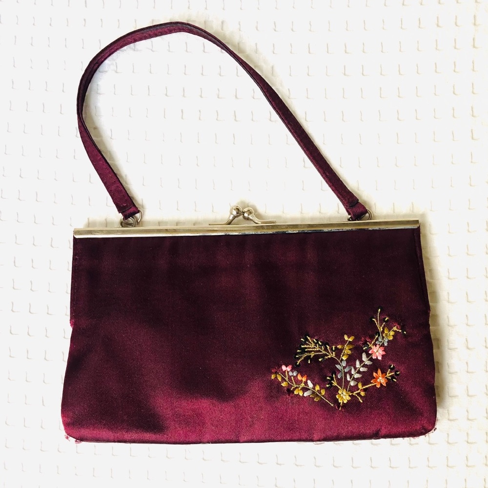 Embroidered Merlot Cocktail Purse